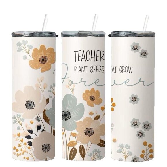 Unbranded Other - Floral Teacher Plant Seed That Grow Forever 20oz Tumbler Insulated Travel Mug